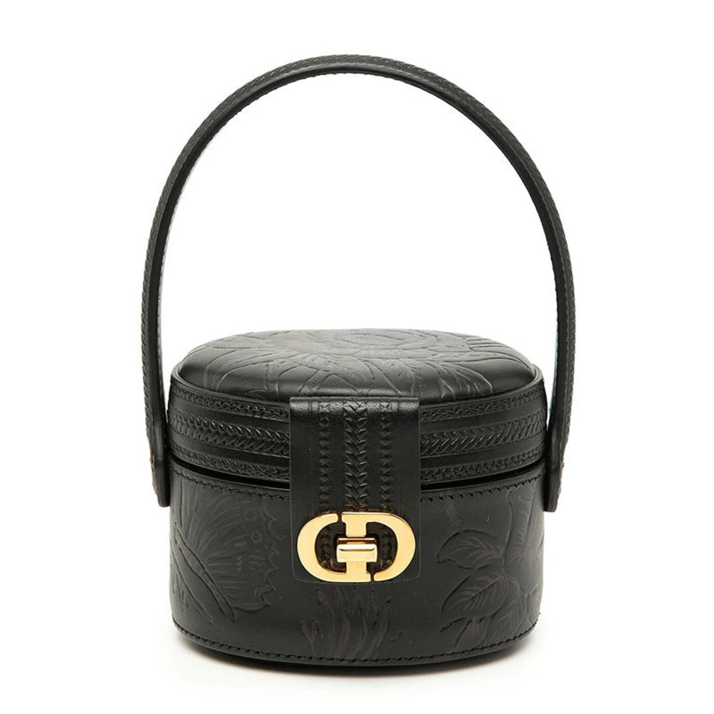 Christian Dior CD Vanity Bag Handbag Black Leather